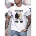 thumbnail image 1 of Don't Run Eagle Graphic Print Men's Creative Top, Casual Slightly Stretch Short Sleeve Crew Neck T-shirt, Men's Tee For Summer Outdoor, 1 of 8