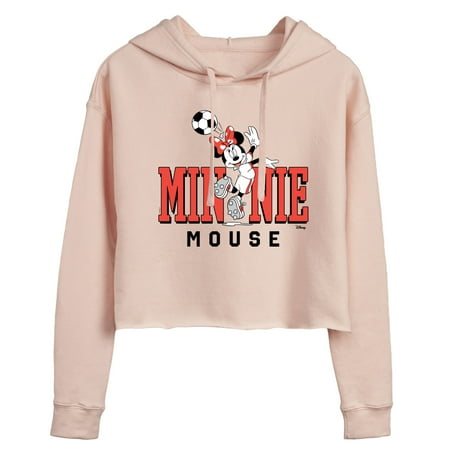 Disney - Minnie Name Soccer - Juniors Cropped Pullover Hoodie