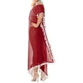thumbnail image 4 of HAPPY BAY Women's Summer Loungewear Sheer Solid Casual Cover Up Relaxed Caftan Maxi Dresses for Women Plus Size XL-XXL Red, Pom Pom Lace, 4 of 5