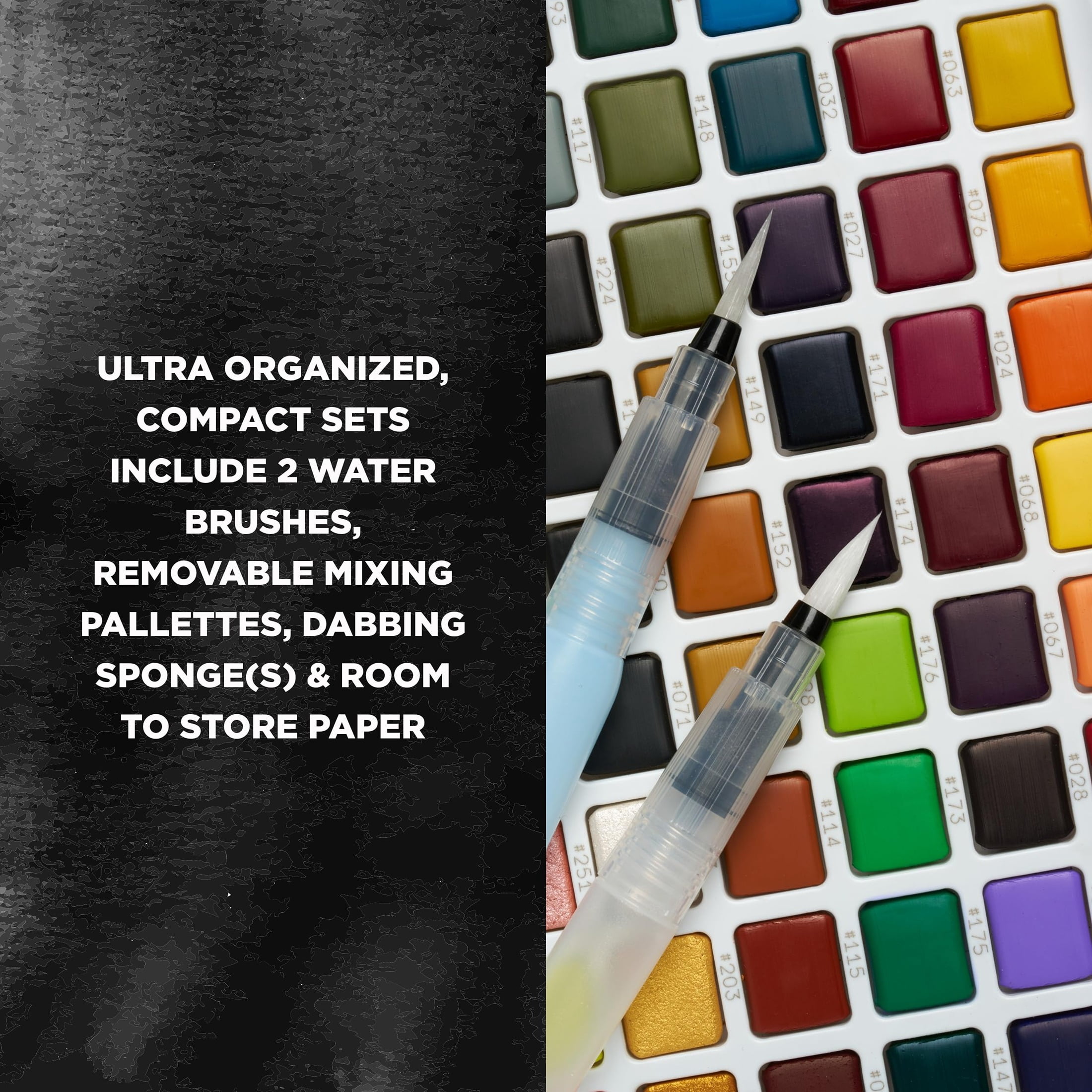 Sakura Koi Studio Kit - Watercolor Sets for Studio Art or Art On the Go - 72 Colors - 2 Water Brushes - 2 Sponges - 2 Palettes