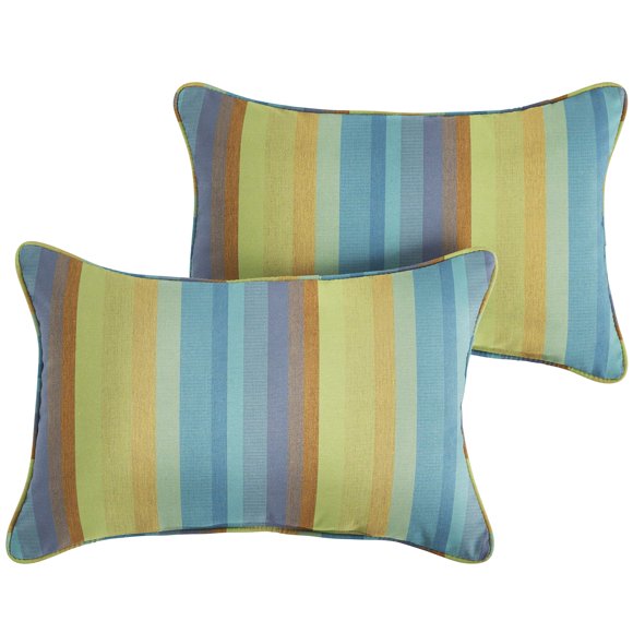 Sorra Home Sunbrella Astoria Lagoon Outdoor Pillow Set, 13 in x 20