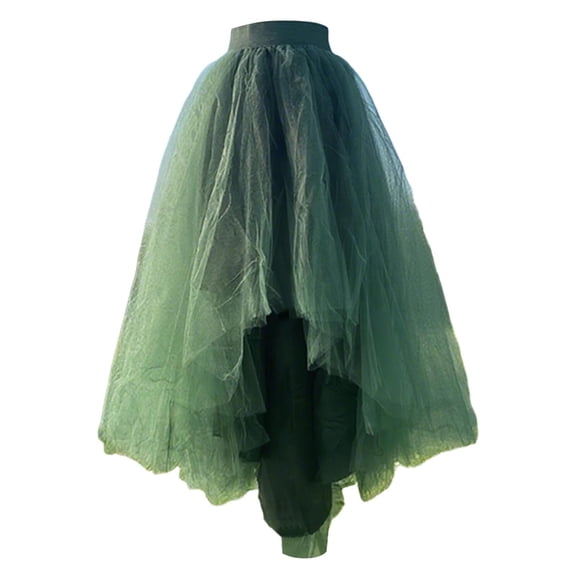 Jamsmile Women Tulle Skirts Mesh Layered Asymmetrical High Elastic Waistband Skirt Flowy Chiffon Tiered Ruffle Hem Skirts