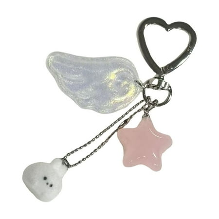 Sweet Rabbits Keychain Star Embellished Alloy Metal Accessory Fashionable Phone Bag Charm Unique Present Option