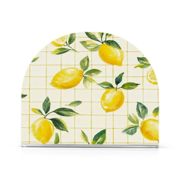 Standing Dining Table Napkin Holder, Napkin Holder for Table Kitchen Acrylic Paper Tissue Organization, Lemons and Leaves