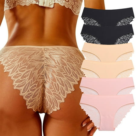 Ladies Panties Underwear Sexy Lace High Cut Panties Panty Stretch Underpants Breathable Briefs Seamless Underwear for Women Multicolor S