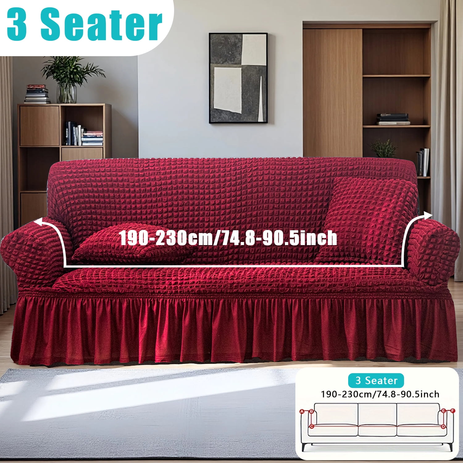 Non-slip Sofa Cover, Reusable Dust-Proof Protector for 1-4 Seater Couches, Indoor & Outdoor Use Weather Resistant Cushions
