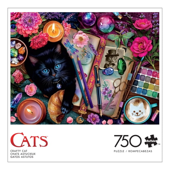Buffalo Games Crafty Cat 750-Piece 24 x 18-inch Interlocking Jigsaw Puzzle for Adults Ages 14