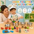 thumbnail image 3 of JoyStone Kids Cooking Playset, Stainless Steel Pots and Pans Pretend Play Kitchen Toy Set with Apron, Chef Hat, Cuttable Food and Seasoning Bottles for Age 3+, 3 of 10