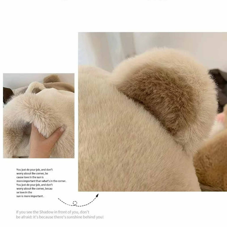 ◆FOLNUA◆ REVERSIBLE TEDDY EARFLAP CAP IVORY F24FWFSHT040IV Cute Plush Faux Fur Cap with Ear Flaps Fuzzy Bear Hat Soft