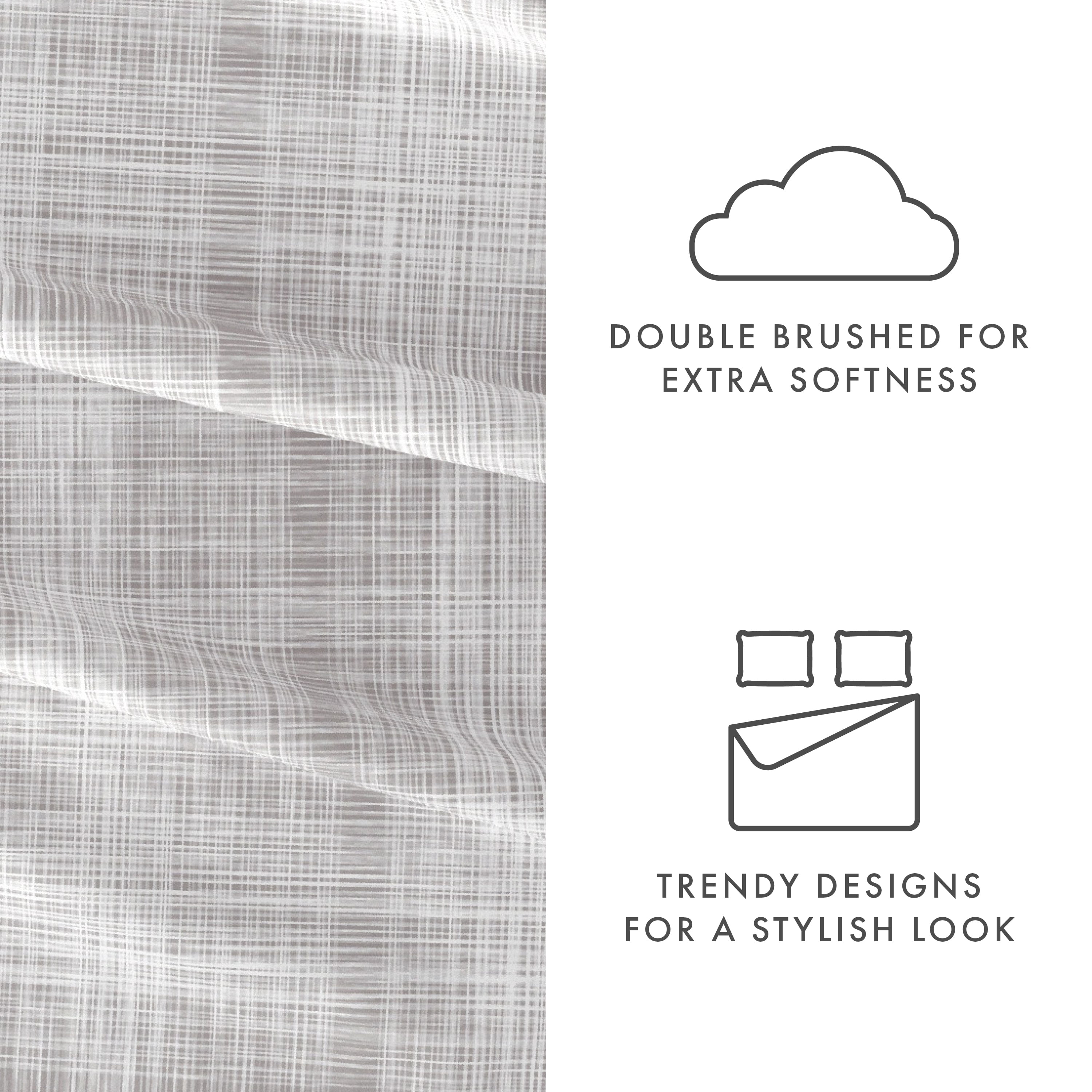 Noble Linens 4 Piece Pattern Microfiber Bed Sheets Set, Gray Thatch, Full