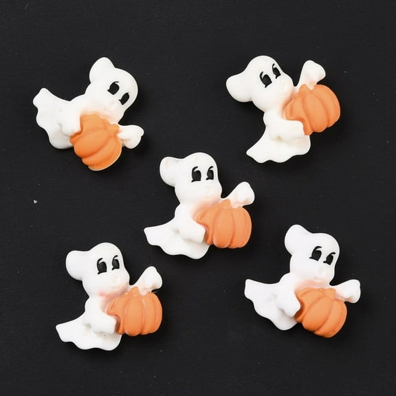 50pcs with Pumpkin Opaque Resin Cabochons White 20.5x21x6.5mm