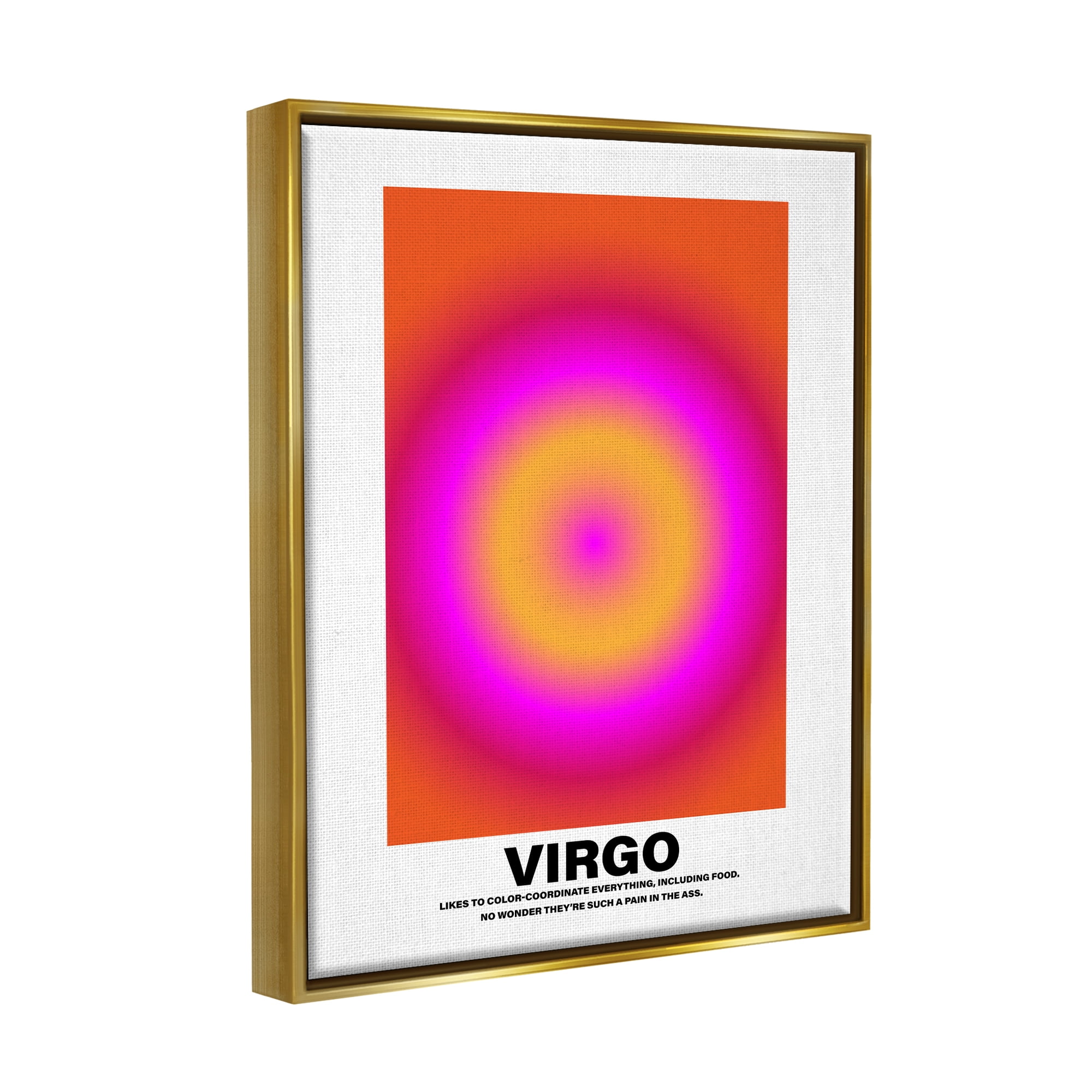 Stupell Industries Funny Virgo Astrology Abstract Painting Gold Floater Framed Canvas Art Print Wall Art, 25 x 31