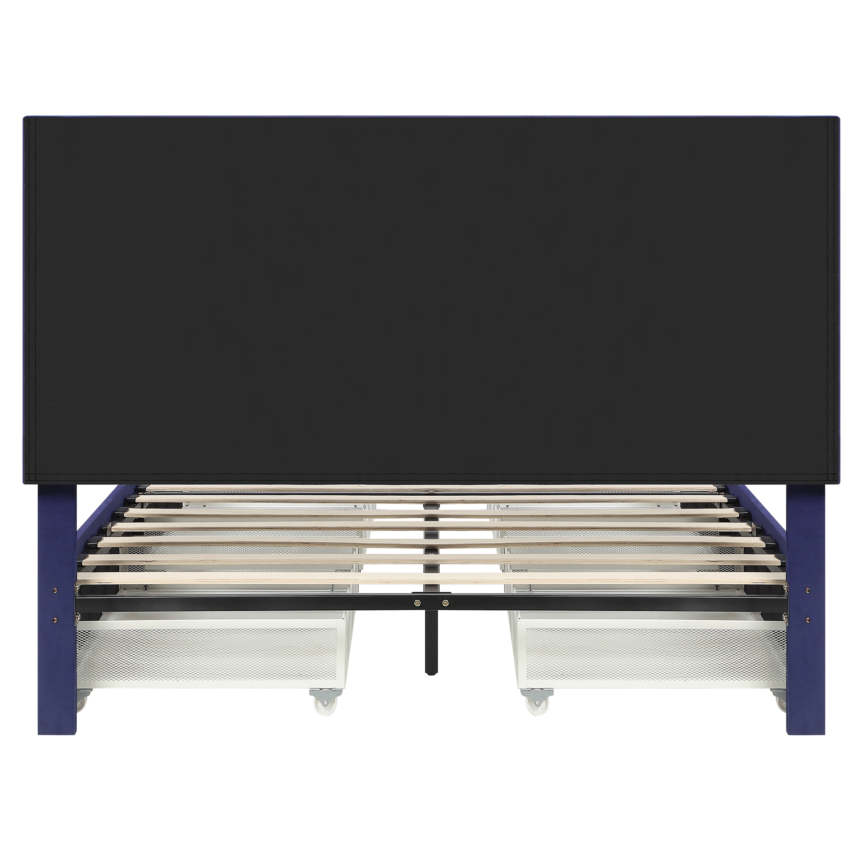 Furniture of America Harper Fabric Storage Bed, Navy, Queen
