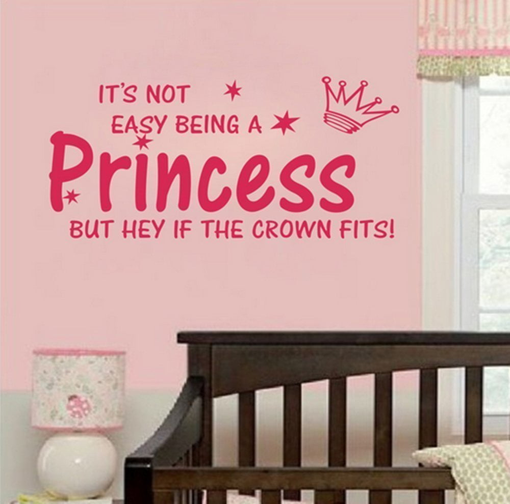 Princess Crown Wall Decal Sticker Children Bedroom Nursery Kids Girl Shoe Quote 