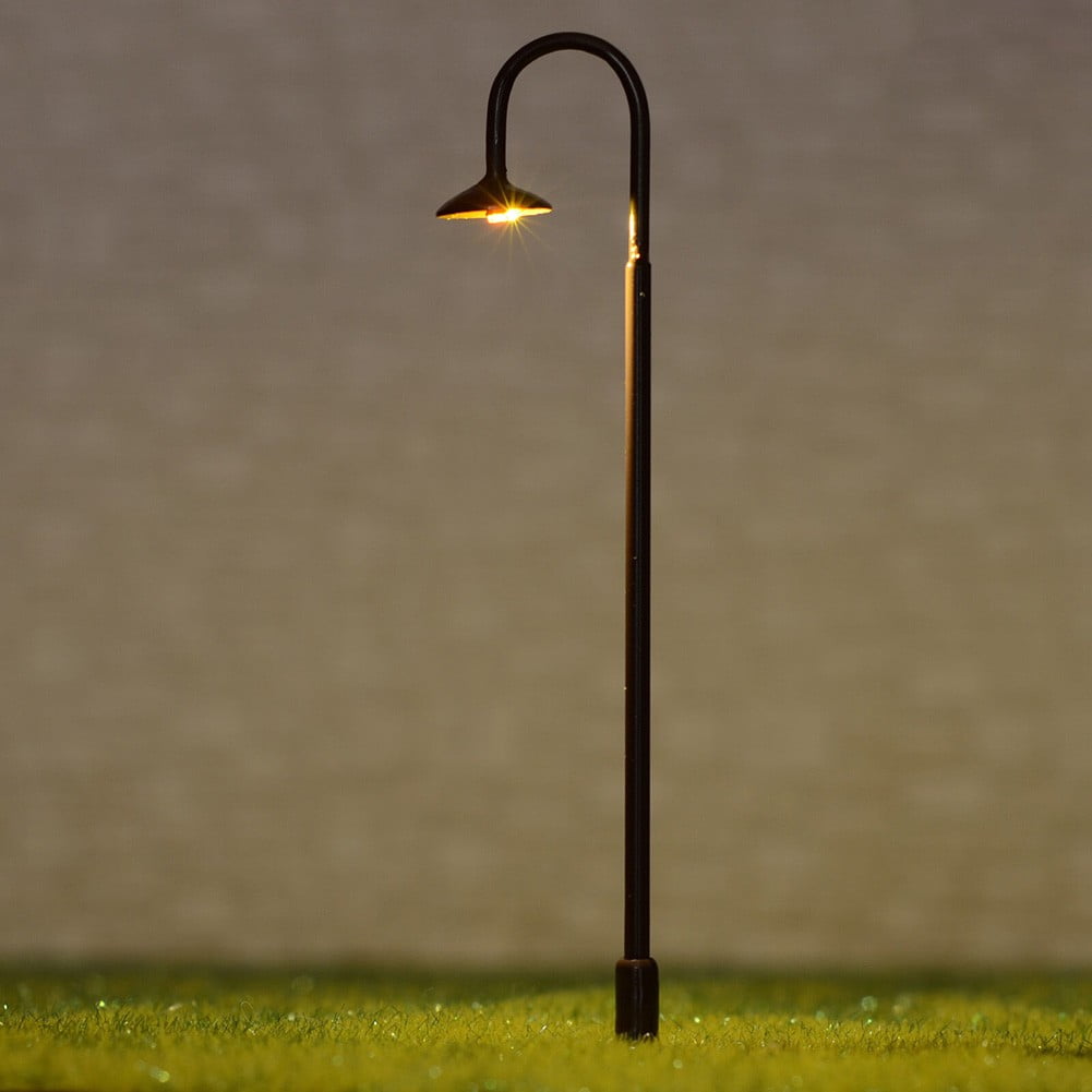Lot De 5 Lampadaires LED HO/OO – 75 Mm – 3V – 20mA – Avec Résistances Pour 12V/16V – éclairage Réaliste Pour Train Miniature