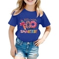 thumbnail image 1 of Rhuody Hauts Fille T-Shirt à Manches Courtes T-Shirt à Imprimés de Lettres Tee Rentrée des Classes Coupe Ample Col Ras du Cou Haut Tenue Mode Bleu 12-13 Ans, 1 of 4