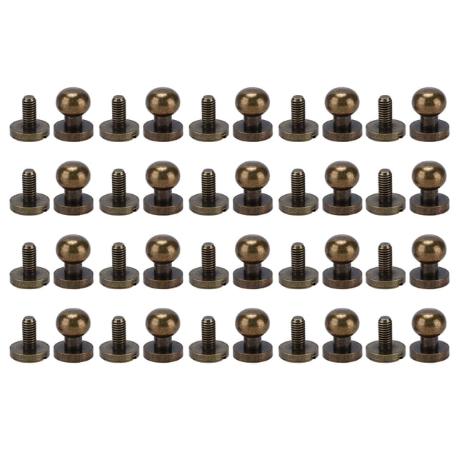 Brass Rivets, 20 Set Brass Rivets Bronze Hardware Monk Head Accessories with Wear Resist for Belts, Purses, Shoes, Clothes, Leather, DIY Projects