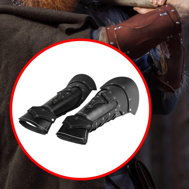 BELOVING Medieval Arm Guards Adjustable Fancy Dress Synthetic Leather Adult Vambraces Black