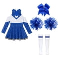 thumbnail image 5 of iiniim Kids Girls Cheerleading Cheer Leader Dance Dress with Pom Poms Headwear Socks Party B Blue 14, 5 of 7
