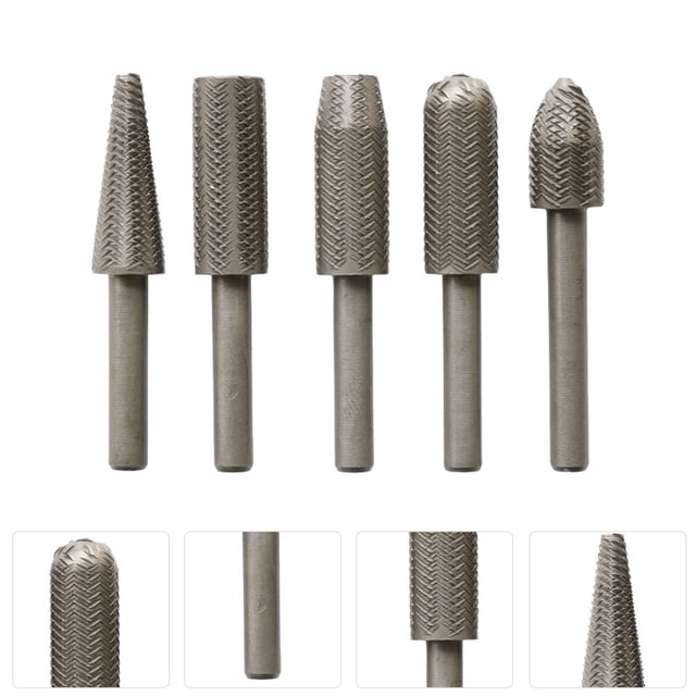 OULII 1Set Wood Carving Tools Drill Silver Rotary File Set Steel Grinding Cutter for Polishing