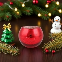 AuroraX Red Tealight Candle Holder Glass Hurricane Candle Holder Decor,,2 Pcs Ball-Shaped Decorative Candle Jar,Xmas Home Living Room Decor