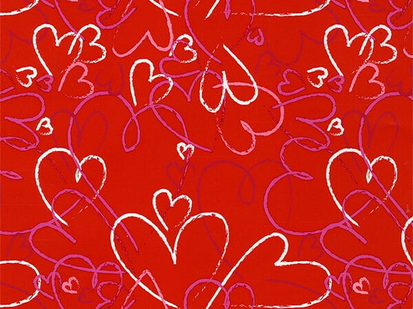 Red heart valentine wrapping paper pattern
