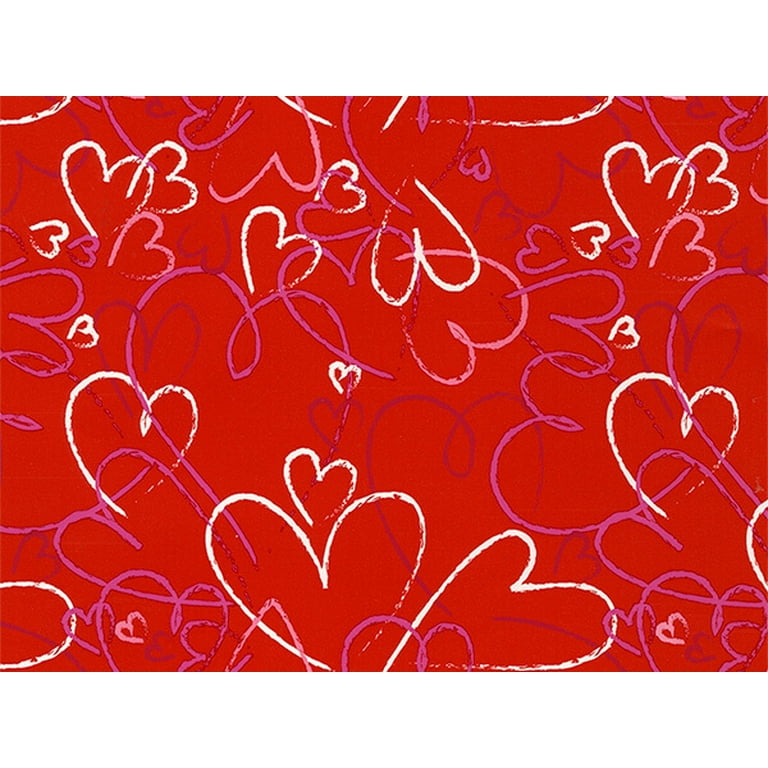 Heart Toss Wrapping Paper 30 x 417', Half Ream Roll