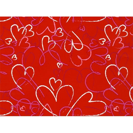 Pack of 1, Heart Toss 24" x 417' Half Ream Roll Gift Wrap for Holiday, Party, Kids' Birthday, Wedding & Special Occasion Packaging