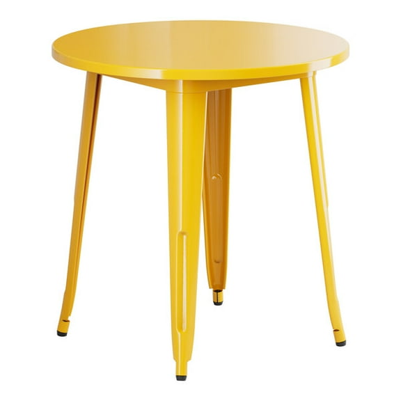 30'' Round Yellow Metal Restaurant Patio Dining Table For Indoor or Outdoor Use