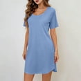 thumbnail image 3 of Lutiedan Nightgowns for Women Short Sleeve Crew Neck Short Nightshirt Summer Soft Cooling Pajamas Dress Casual Sleepwear, 3 of 7