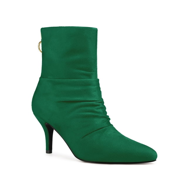 BLISSFUL STEP Bottines à Talon Aiguille Bout Pointu pour Femmes Vert Émeraude 10