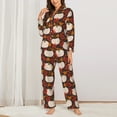 thumbnail image 2 of Yiaed Autumn White Pumpkin Print Pajamas Women's Long Sleeve Sleepwear Soft Button Down Loungewear Pjs Lounge Set Nightwear Womens Pajama Pants-X-Large, 2 of 7