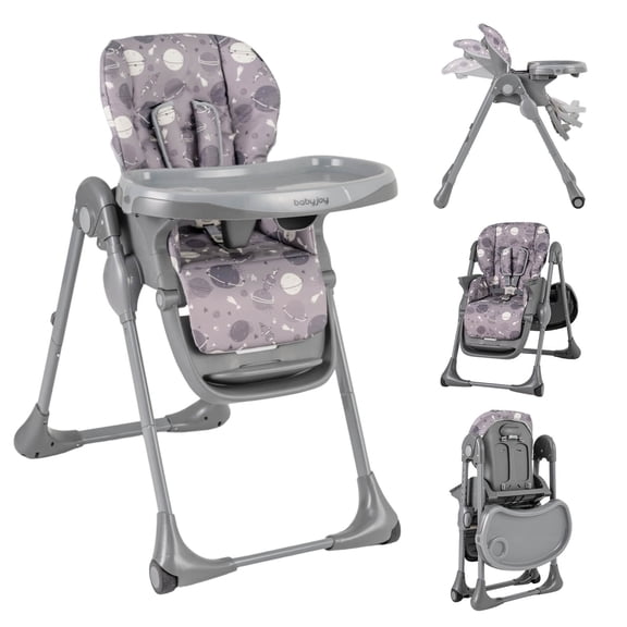 Babyjoy Foldable High Chair with Detachable Cushion, High Chair for Babies and Toddlers