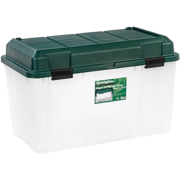 Remington 138 Qt. Plastic Storage Trunk with Green Lid Set of 3