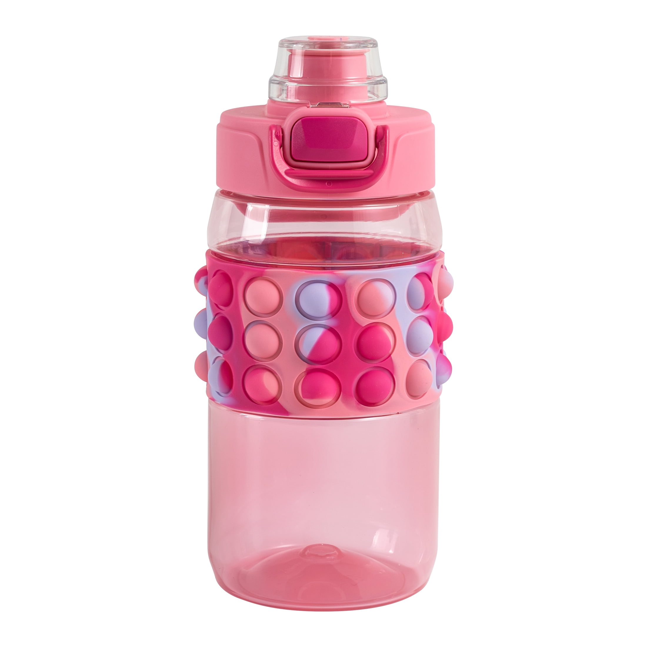 Your Zone 16 OZ Popit Water Bottle with Handle, Pink, Silicone