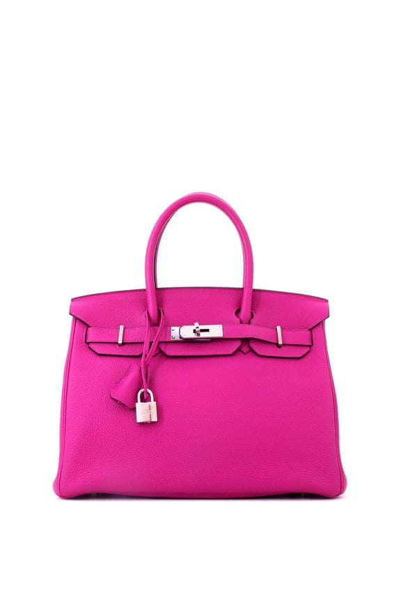 Pre-Owned Birkin Handbag Rose Pourpre Togo with Palladium Hardware 30 By Rebag