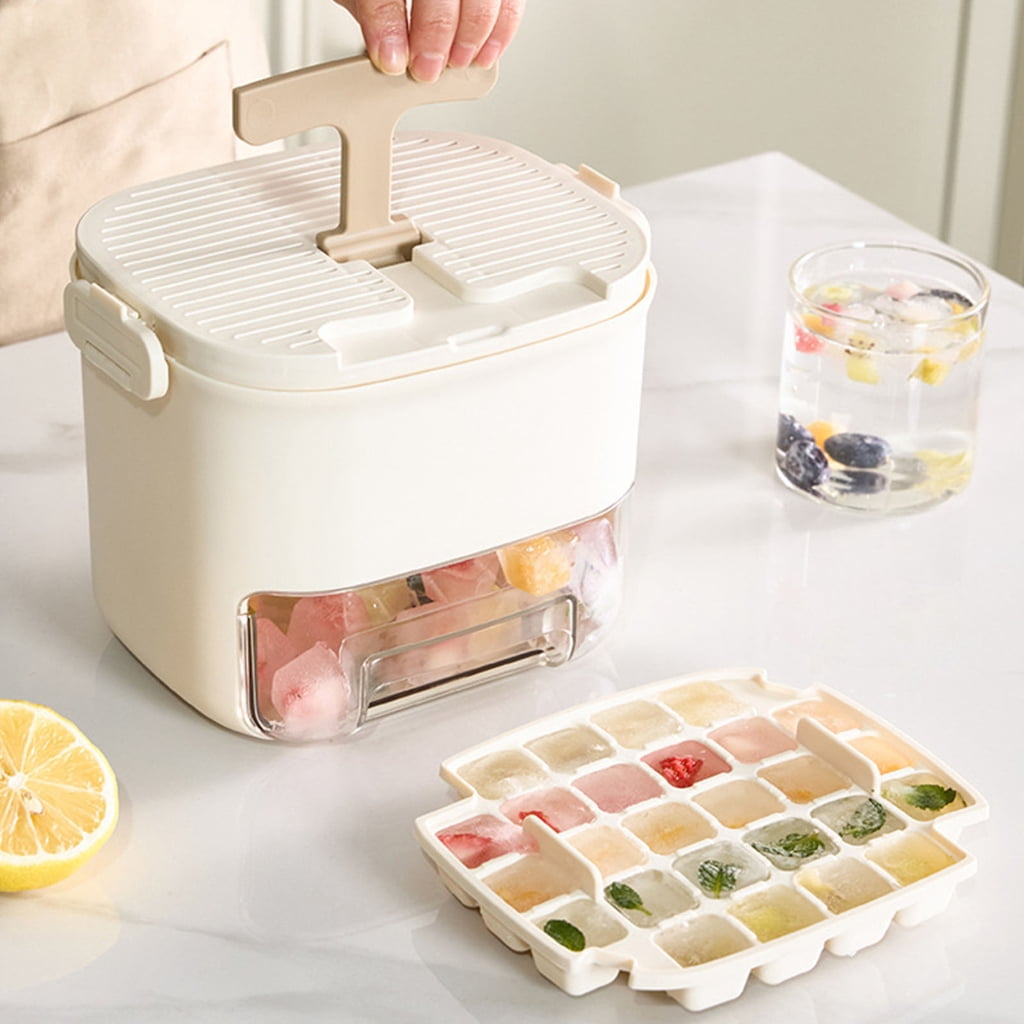 Osdhezcn Drawer Type Ice Cubes Tray With Lid Stackable Freezers Container Ice Cubes Maker For Cocktails Baby Food Storage