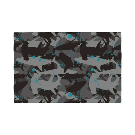

Placemats Set of 4 Black camouflage hammerhead shark Heat Resistant Non - Slip Place mats Waterproof table mat for Kitchen Dining-4片装