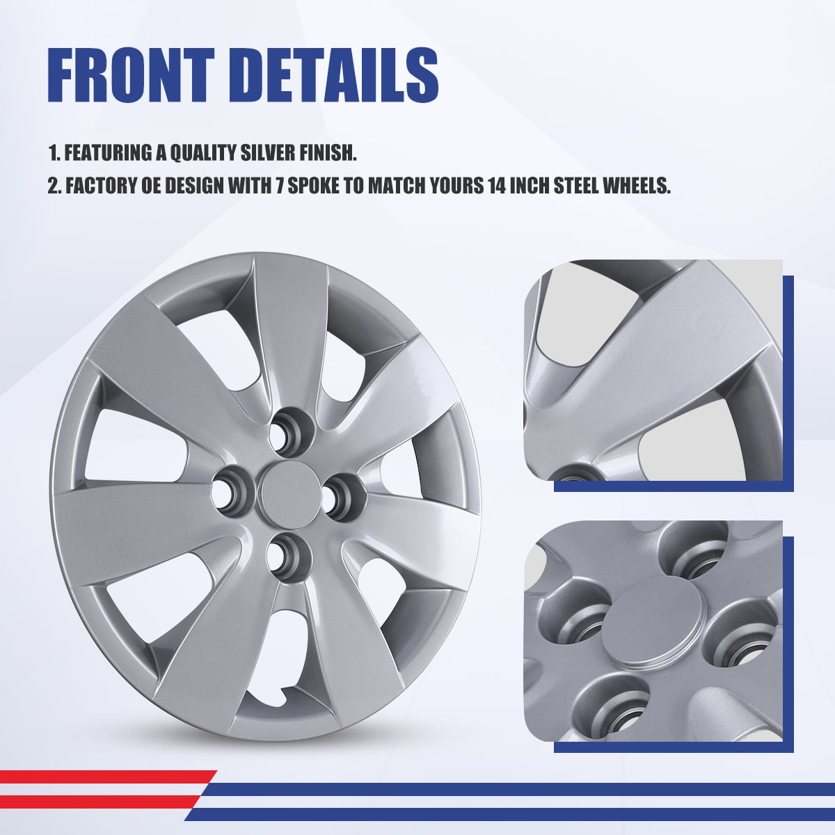 (Set of 4)14" Hubcaps Fit for Hyundai Accent Sedan/Hatchback 2008 2009 2010 2011,Fit Fit for Steel Wheel,Bolt-on Car Truck SUV Hub Cap,Lacquer