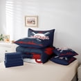 thumbnail image 5 of Homewish Ball Sports Player Bedding Comforter Set 7 Pieces, Navy Crismon Cartoon Baseball Full Bedding Set, Teens Kids Boys Girls Reversible Fitted Sheet Flat Sheet, Lightweight Room Decor, 5 of 7