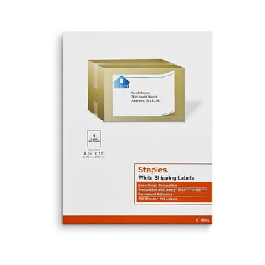 Staples Laser/Inkjet Shipping Labels 8 1/2" x 11" White 1 Label/Sheet 200/Carton ST18062-CCVS