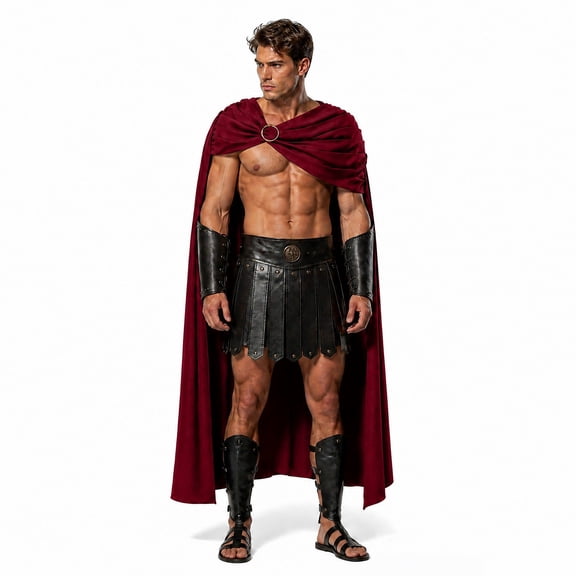 Caywon Men's Coat, Cape with Metal Ring Clasp and Drape Front, Themed Party Role Play Stage Performance Daily Wear for Men