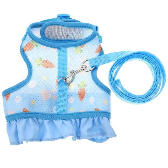 Raindrops 1 Set Adjustable Rabbit Harness Leash Bunny Harness Leash Cute Vest Harness for Bunny Kitten Walking (L)