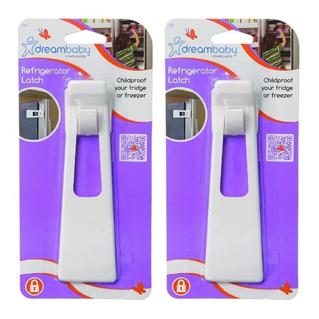 Dreambaby Refrigerator Appliance Latch Lock Fridge Freezer Safety Plastic White, 2-Pack