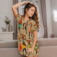 thumbnail image 3 of Pofeuu Dancing African Women Print Women's Loose Fit Short Sleeve Nightgown, Comfortable Sleep Dress for Women, Casual Lounge Sleepwear, Soft Cotton Sleep Dress, 3 of 6