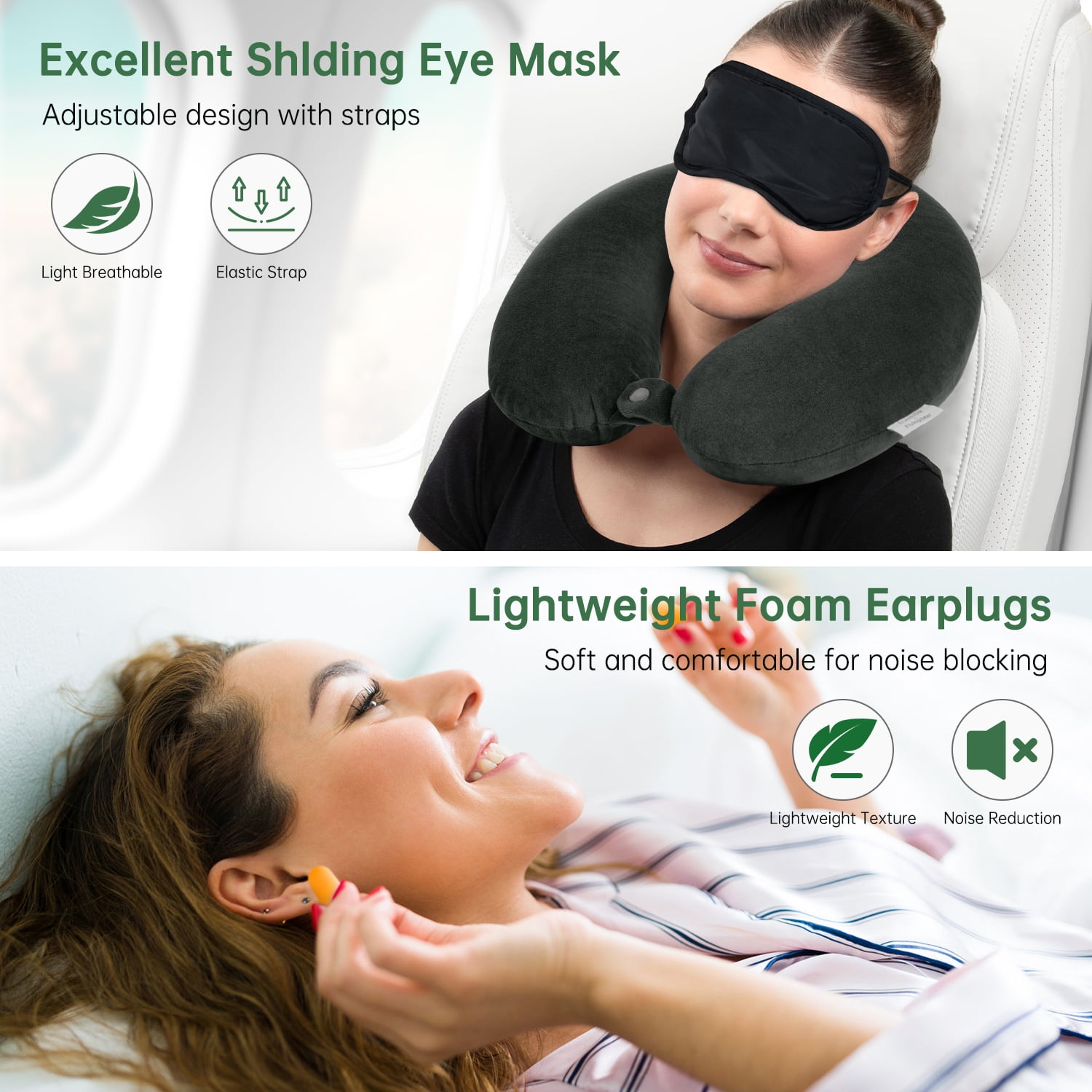 Travel Neck Pillow with Memory Foam