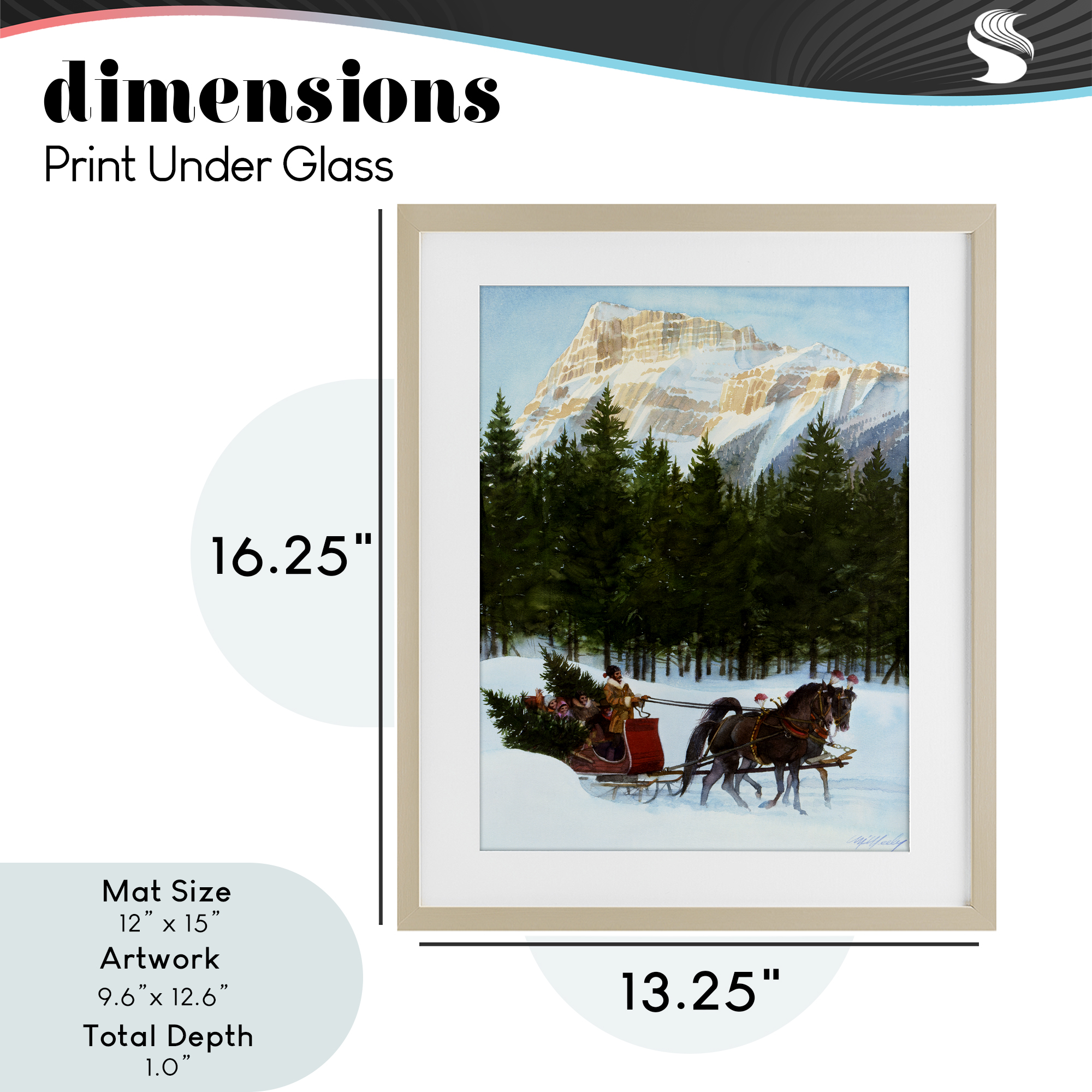 Sleigh Ride Carrying Trees Birch Framed Print Under Glass, design by Wind River Studios