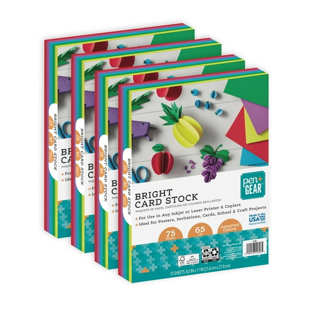 Pen + Gear Card Stock Paper, Assorted Bright, 8.5 x 11, 65 lb, 300