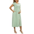 thumbnail image 4 of INSPIRE CHIC Women's Mother's Days Maternity Dress Maxi Short Sleeves Ruffled Pleating Pregnancy Dresses for Photoshoot Flowy Casual 2026 Summer M Green, 4 of 6