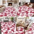 thumbnail image 6 of 5x7 Washable Area Rug, Red Cherries Non-Slip Large Rectangle Rug for Living Room Bedroom, Pink Plaid Abstract Fruit Modern Style Simple Indoor Floor Mat for Home Decor, 6 of 9